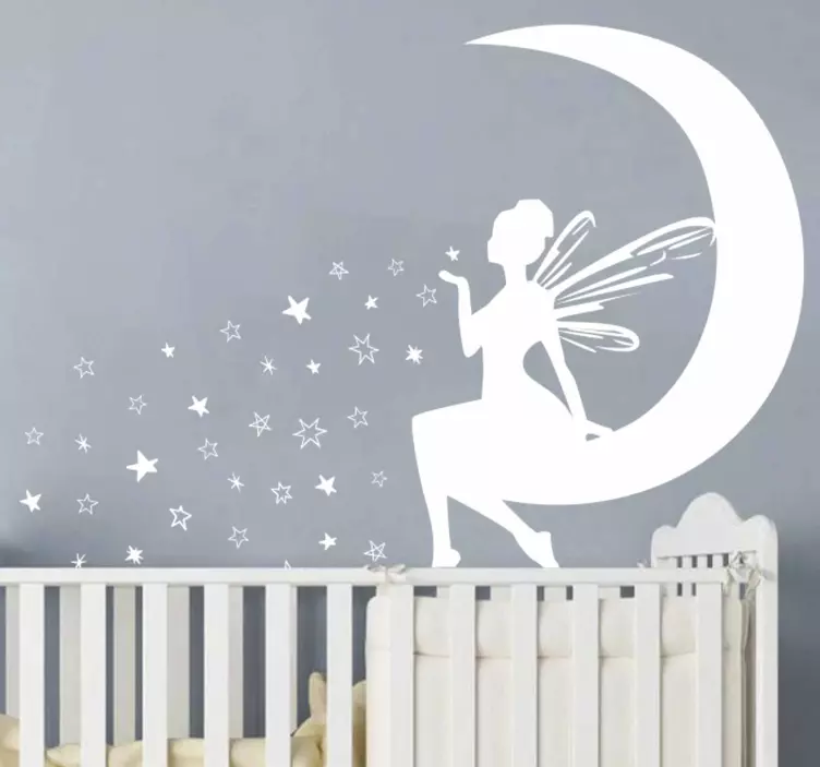 Zână care suflă stele pe luna fantezie decal - TenStickers