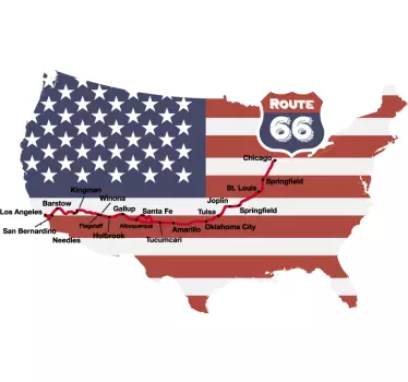 Ruta 66 statele unite ale americii harta decor de perete - TenStickers