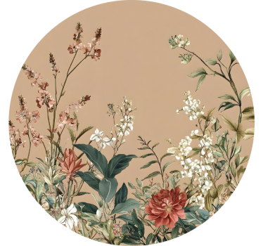 Autocolante de perete sanctuar floral cerc bej - TenStickers