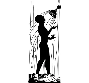 Caractere de autocolant pentru silueta comică de duș - TenStickers