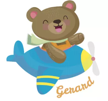 Autocolant de avion ursuleț personalizat - TenStickers