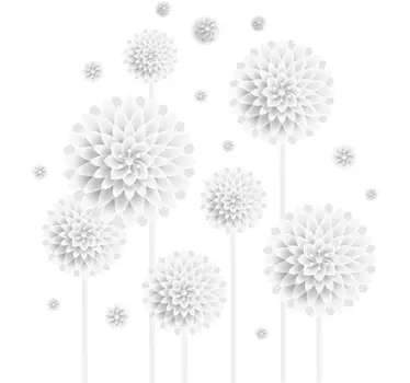 Autocolant de perete cu flori albe - TenStickers