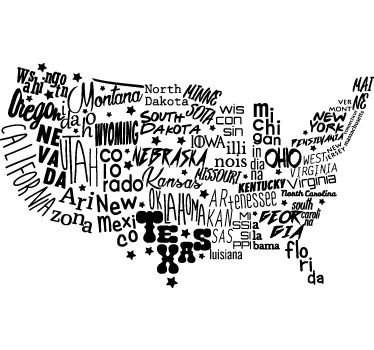 Statele unite ale americii map autocolant de perete - TenStickers