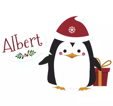 Autocolant de perete personalizat de crăciun pinguin - TenStickers