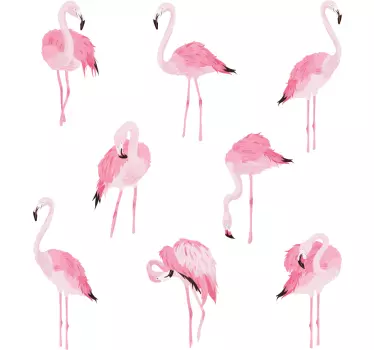 Roz autocolant pe perete de flamingo model - TenStickers