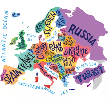 Harta europei pentru copii harta lumii harta autocolant - TenStickers