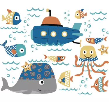 Motive marine decal perete pește - TenStickers