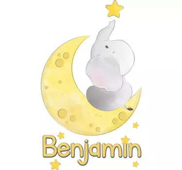 Luna și stelele cu nume de autocolant personalizabil - TenStickers