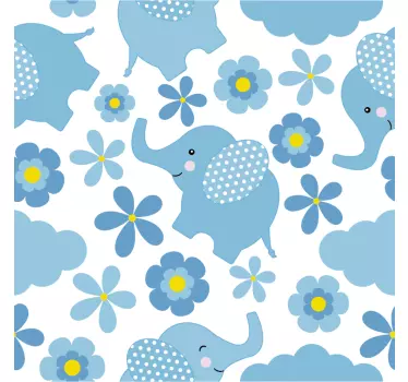 Foaie de vinil cu model floral de elefant - TenStickers