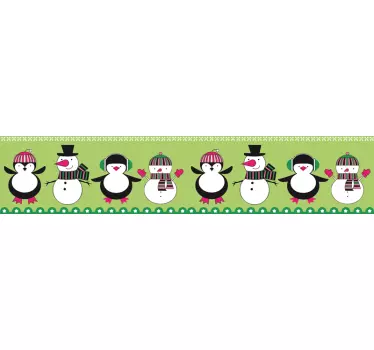 Autocolant de prag de pinguin și om de zăpadă - TenStickers