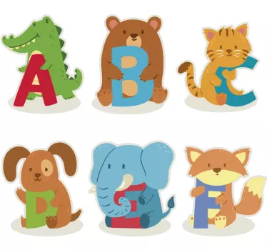 Copii alfabet animale alfabet perete decal - TenStickers