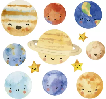 Copii planete sistem solar decal perete spațiu - TenStickers