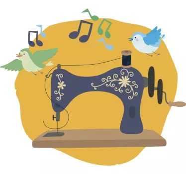 Masina de cusut cu autocolant de pasare - TenStickers