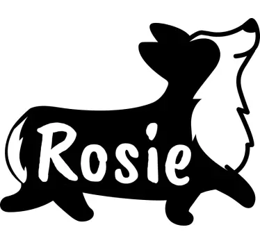 Autocolant personalizat cu perete de siluetă corgi nume - TenStickers