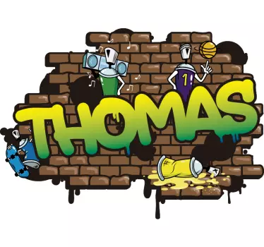 Graffiti nume cărămidă fundal decal urban - TenStickers