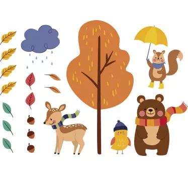 Autocolant de toamnă pentru animale - TenStickers