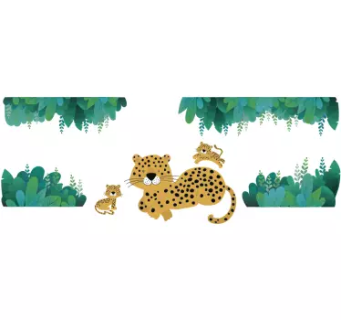 Leopard mămică și bebeluși autocolant de animale sălbatice - TenStickers
