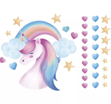 Decor de perete animal unicorn în stil nordi - TenStickers