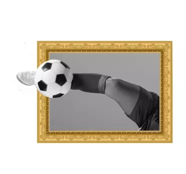 Autocolant de fotbal cadru 3d alb și negru - TenStickers