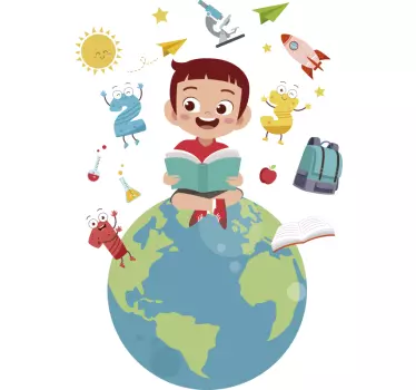Zburând prin autocolantul de zid educațional mondial - TenStickers