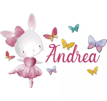 Fată care baletează dans cu denumirea de ilustrare a numelui - TenStickers