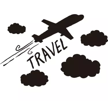 Avion cu nori ilustrare artă de perete - TenStickers