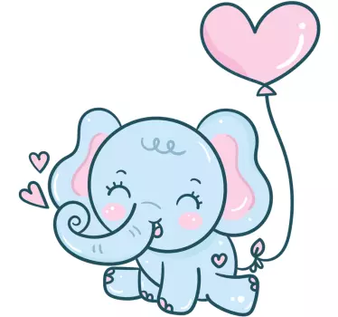 Elefant pentru bebelusi cu inimioare perete dormitor autocolant - TenStickers