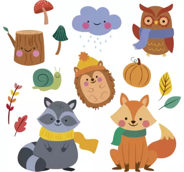 Autocolant de flori de toamnă și animale - TenStickers