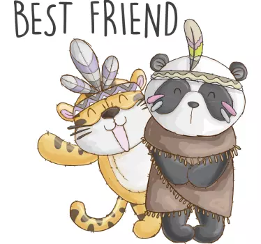 Desen animat panda & tiger art wall art - TenStickers