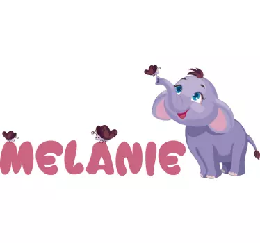 Nume personalizat copil elefant decalaj animal sălbatic - TenStickers