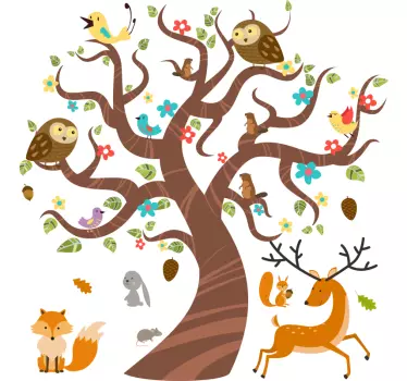 Animale din decalajul peretelui copacului - TenStickers