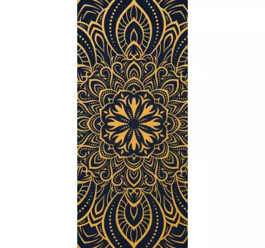 Autocolant de ușă din sticlă mandala aurie - TenStickers