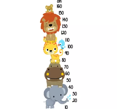 Metru cu animale stivuite înălțime grafică de perete - TenStickers