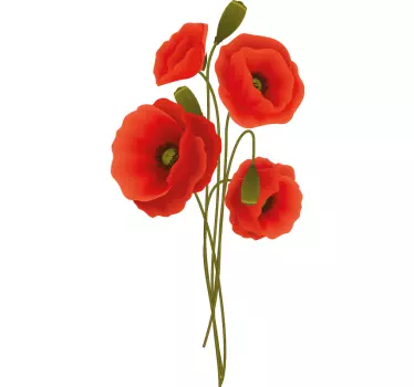 Decor de perete cu flori delicate-mac - TenStickers