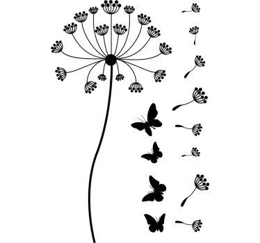 Păpădie și flori fluture perete flori - TenStickers