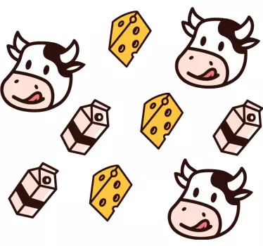 Desene cu autocolant de perete alimente pentru vacă și brânză - TenStickers