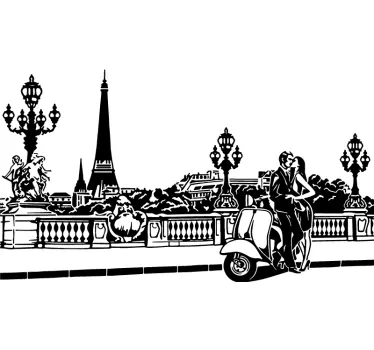 Peisaj parizian cu autocolant de perete din paris - TenStickers
