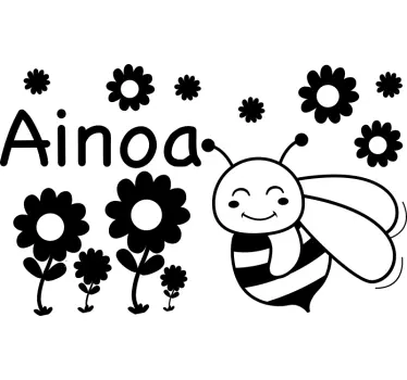 Nume albine și flori de perete insecte decal - TenStickers