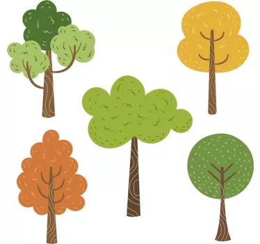 Copaci mici colorat copac perete - TenStickers