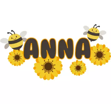 Floare cu albina ilustrare zid art decal - TenStickers