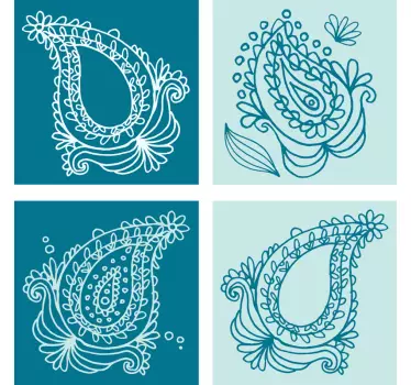 Decalaj floral transfer de țiglă paisley - TenStickers