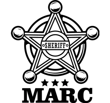 Etichete animale nume personalizat de stea de șerif - TenStickers