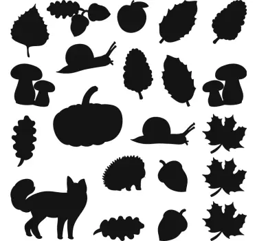 Autocolant desenat cu animale și plante din pădure - TenStickers