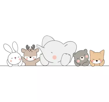 Animale fericite stil nordic pentru autocolant de perete pentru c - TenStickers