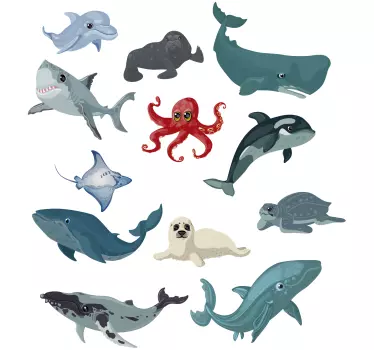Balenă delfin rechin broască țestoasă pește decal - TenStickers