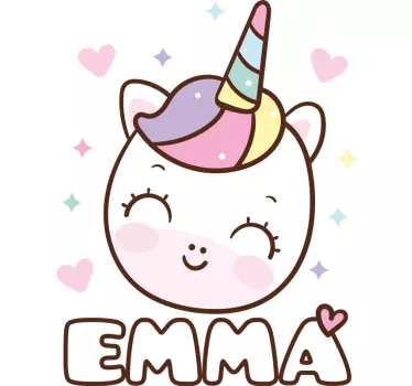 Unicorn cu nume basm de perete autocolant - TenStickers