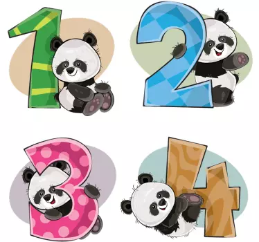 4 autocolant educativ panda - TenStickers