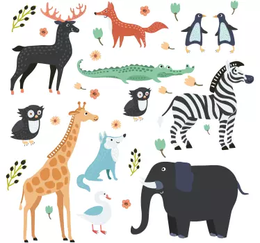 Decalcomanie de perete cu desene animate animale de junglă - TenStickers
