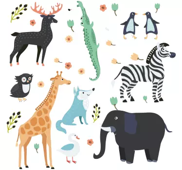Animale fericite într-un parc autocolant de perete - TenStickers