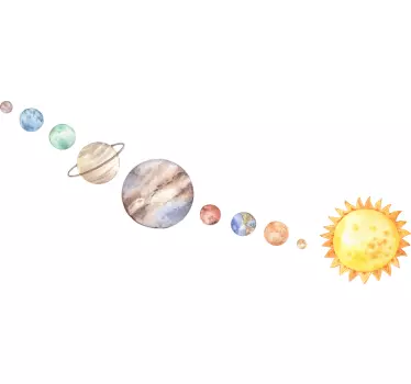 Decalcomanie de călătorie vintage sistem acuarelă sistem solar - TenStickers